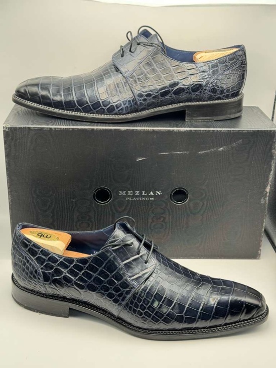 Mezlan Other - Mezlan Platinum Blue Crocodile Dress Shoes Size 14